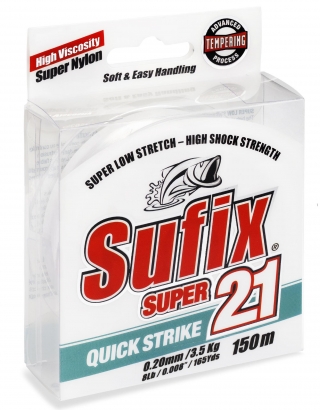 Sufix Super 21 Quick Strike Clear i gruppen Fiskelinor / Nylonlinor hos Fishline (00000610CLEA0020r)