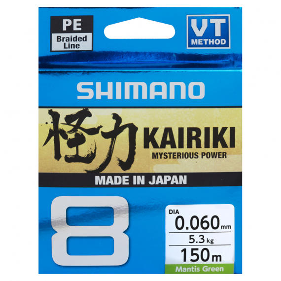 Shimano Kairiki 8 150m Mantis Green i gruppen Fiskelinor / Flätlinor & Superlinor hos Fishline (59WPLA58R01r)