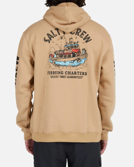 Salty Crew Fishing Charters Hooded Fleece Sandstone i gruppen Kläder & Skor / Kläder / Tröjor / Hoodies hos Fishline (0804046385486r)