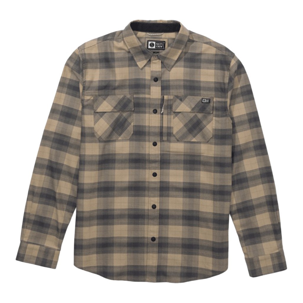 Salty Crew Fathom Ls Tech Flannel Khaki i gruppen Kläder & Skor / Kläder / Skjortor hos Fishline (0804046586739r)