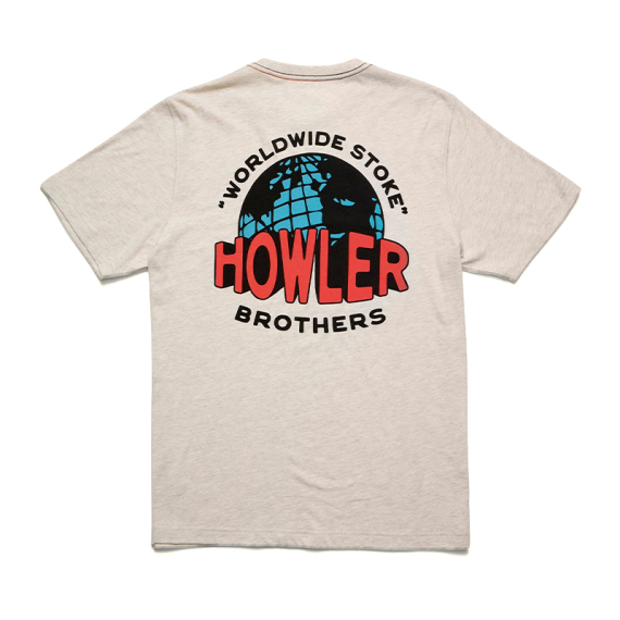 Howler Bro\'s Cotton T-Shirt Worldwide Howler Grey Heather i gruppen Kläder & Skor / Kläder / T-shirts hos Fishline (111325F-WOR-Sr)