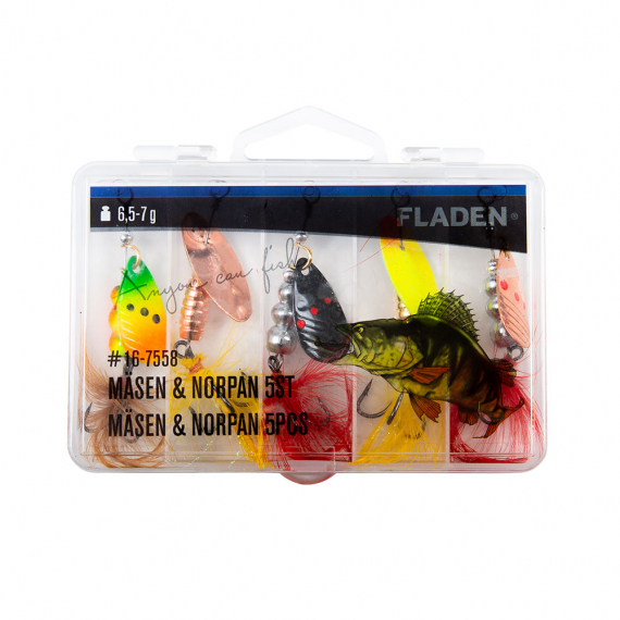 Fladen Mäsen & Norpan 5pcs 6,5-7g In Plastic Box i gruppen Fiskedrag / Spinnare hos Fishline (16-7558)