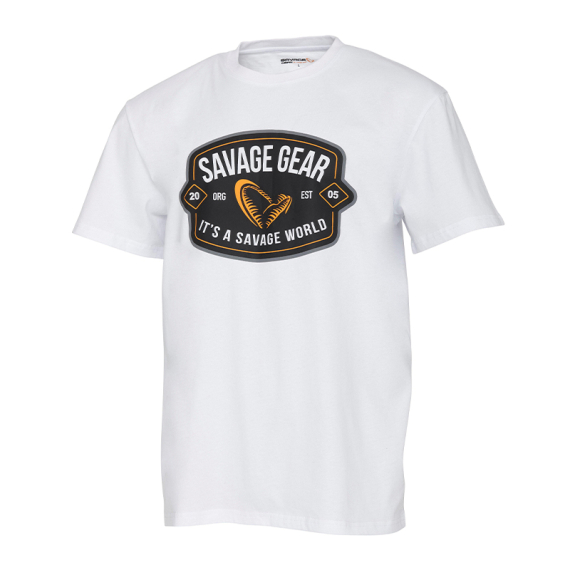 Savage Gear Badge Logo Tee White i gruppen Kläder & Skor / Kläder / T-shirts hos Fishline (1642660r)