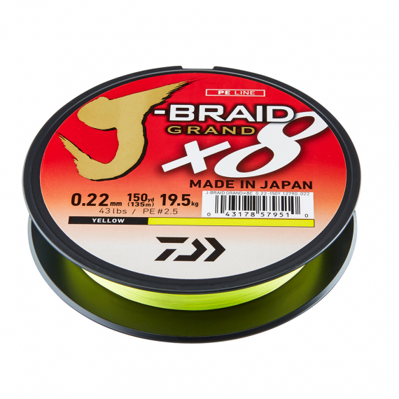 Daiwa J-braid Grand X8 Yellow 135m i gruppen Fiskelinor / Flätlinor & Superlinor hos Fishline (210654r)