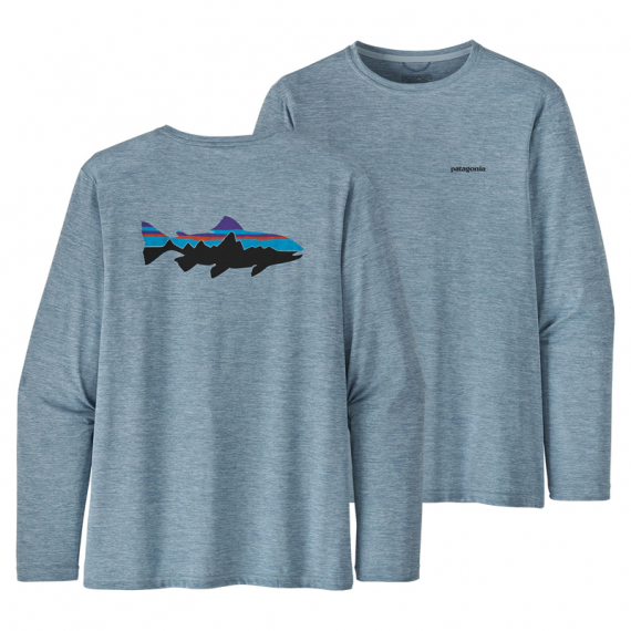 Patagonia M\'s L/S Cap Cool Daily Fish Graphic Shirt Fitz Roy Trout: Steam Blue X-Dye i gruppen Kläder & Skor / Kläder / Tröjor / Långärmade T-shirts hos Fishline (52147-FTBXr)