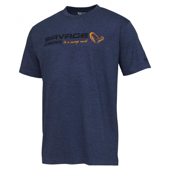 Savage Gear Signature Logo T-Shirt, Blue Melange - XL i gruppen Kläder & Skor / Kläder / T-shirts hos Fishline (73657)