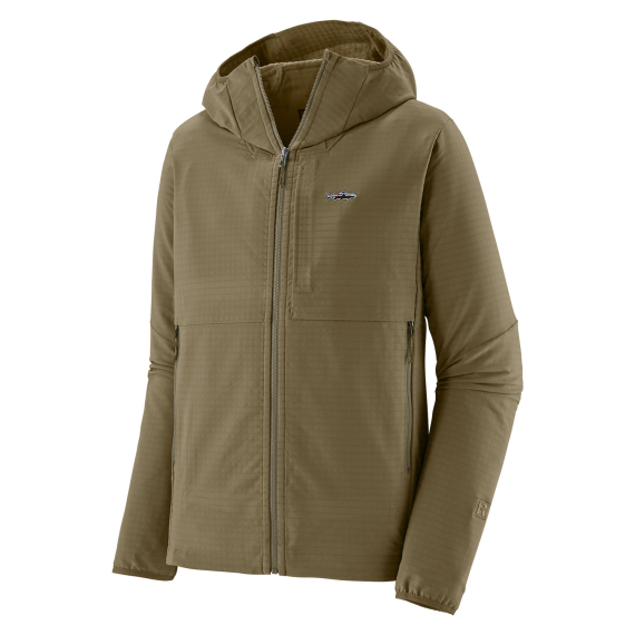 Patagonia M\'s R1 TechFace Fitz Roy Trout Hoody Dark Ash i gruppen Kläder & Skor / Kläder / Tröjor / Fleecetröjor hos Fishline (81786-DKAS-Sr)