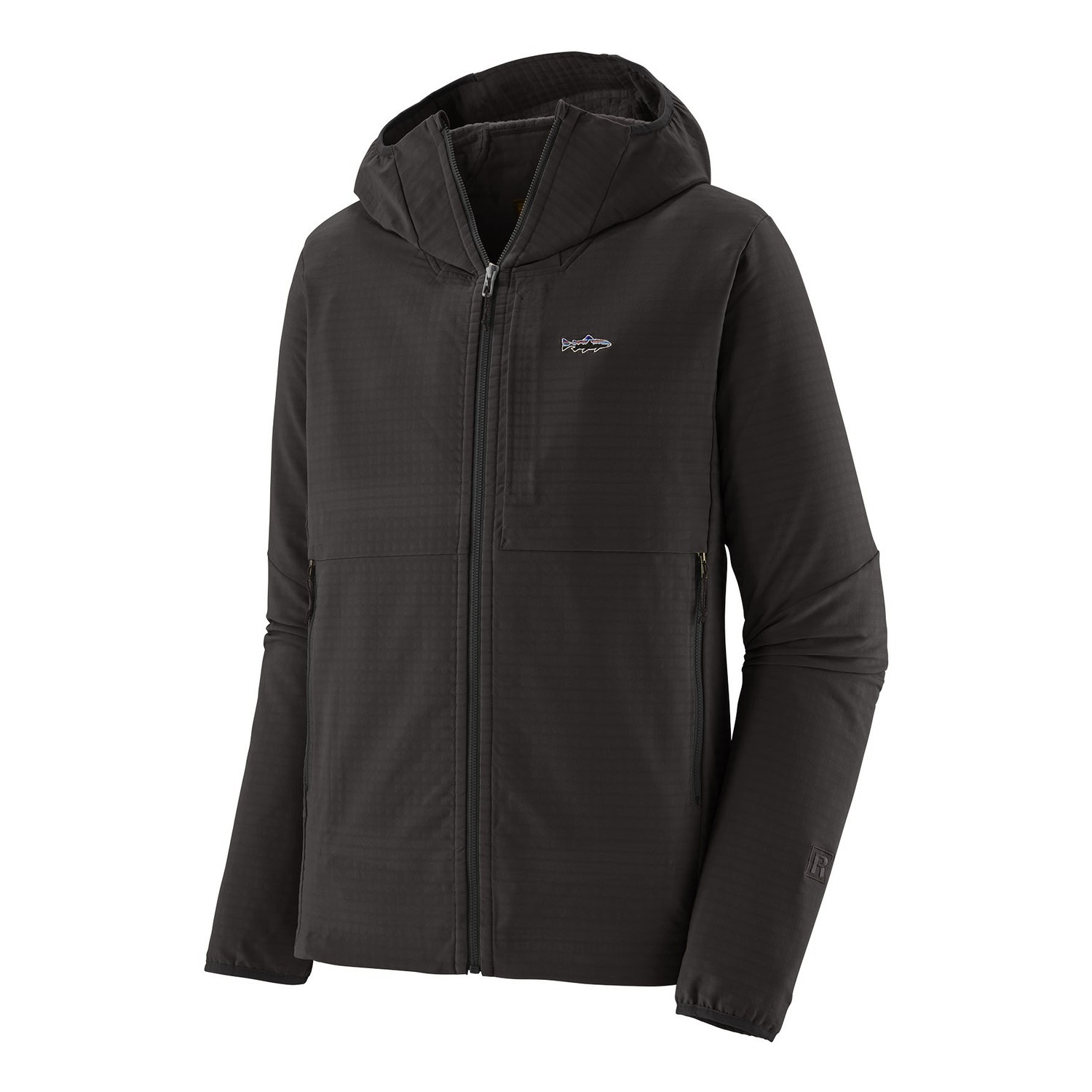 Patagonia M\'s R1 TechFace Fitz Roy Trout Hoody BLK i gruppen Kläder & Skor / Kläder / Jackor / Vindjackor hos Fishline (81787-BLK-XXLr)