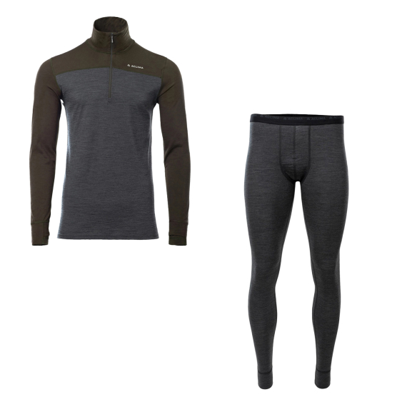 Aclima LightWool 180 Polo w/zip & Longs M\'s Tarmac/Marengo i gruppen Kläder & Skor / Kläder / Underställ & Underkläder hos Fishline (ACLLW180SET)