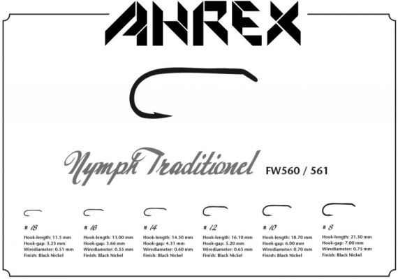 Ahrex FW560 - Nymph Traditional i gruppen Krok & Småplock / Krok / Flugbindningskrok hos Fishline (AFW560-8r)