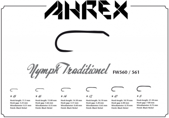 Ahrex FW561 - Nymph Traditional - Barbless #16 i gruppen Krok & Småplock / Krok / Flugbindningskrok hos Fishline (AFW561-16)