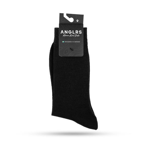 Anglrs Merino Wool Socks Black 41-46 1-pack i gruppen Kläder & Skor / Kläder / Underställ & Underkläder / Strumpor hos Fishline (AMWB41461)
