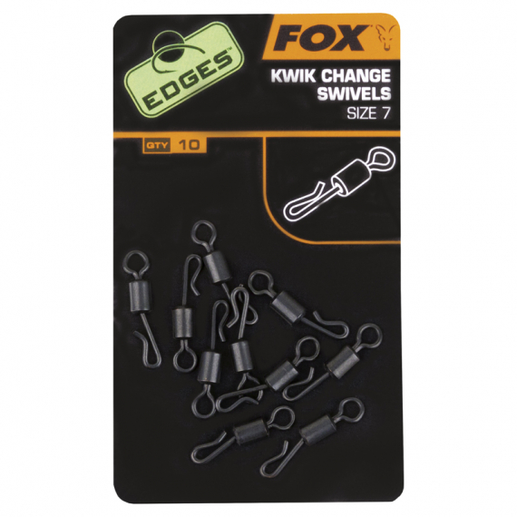 Fox Edges Kwik Change Swivels Size 7 10-pack i gruppen Krok & Småplock / Beteslås / Snap Clips & Fastach hos Fishline (CAC485)