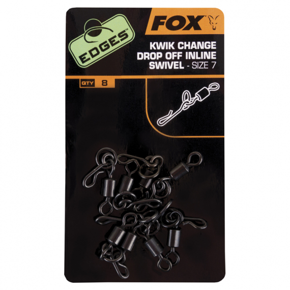 Fox Edges Ring/Kwik Connector Combo Swivel Size 7 (8-pack) i gruppen Krok & Småplock / Beteslås / Snap Clips & Fastach hos Fishline (CAC494)