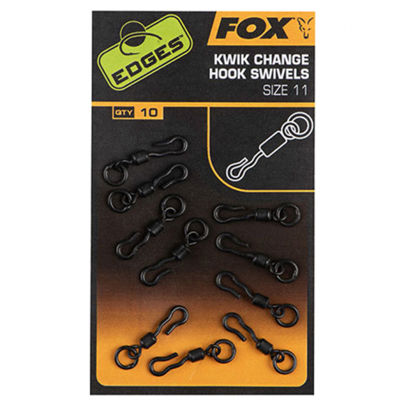 Fox Edges Kwik Change Hook Swivels (10-pack) Size 10 i gruppen Krok & Småplock / Beteslås / Snap Clips & Fastach hos Fishline (CAC701)