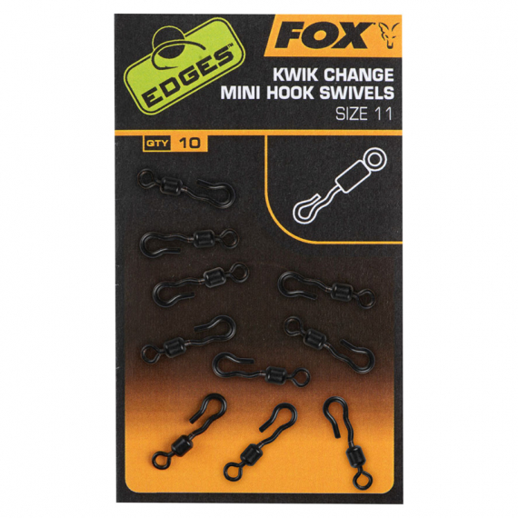 Fox Edges Kwik Change Mini Hook Swivel Size 11 (10-pack) i gruppen Krok & Småplock / Beteslås / Snap Clips & Fastach hos Fishline (CAC763)