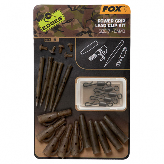 Fox Edges Camo Power Grip Lead Clip kit size 7 5pcs i gruppen Krok & Småplock / Riggtillbehör / Lead Clips hos Fishline (CAC776)