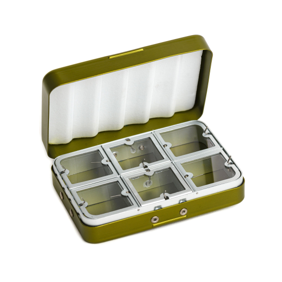Aluminium box 6 compartments - Olive i gruppen Förvaring / Boxar & Lådor / Flugaskar hos Fishline (CH-302)
