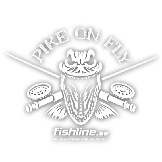 Fishline Pike on Fly sticker White i gruppen Övrigt / Klistermärken & Dekaler hos Fishline (FL-STICK-POFV2)