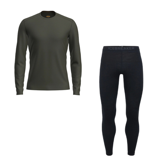 Icebreaker Mens 200 Oasis LS Crewe & Leggings Loden/Black i gruppen Fiskemetoder / Vinterfiske / Vinterkläder / Underställ & Underkläder / Underställsset hos Fishline (ICEBREAKERSETGREEN)