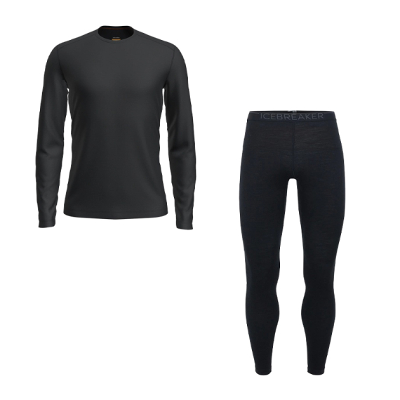Icebreaker Mens 200 Oasis LS Crewe & Leggings Black i gruppen Kläder & Skor / Kläder / Underställ & Underkläder / Underställsset hos Fishline (IVEBREAKERSET)