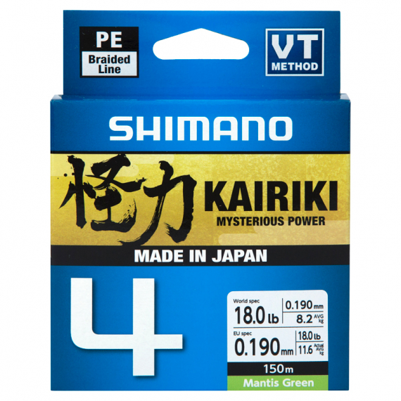 Shimano Kairiki 4, Mantis Green - 150m i gruppen Fiskelinor / Flätlinor & Superlinor hos Fishline (LDM54TE0810015Gr)