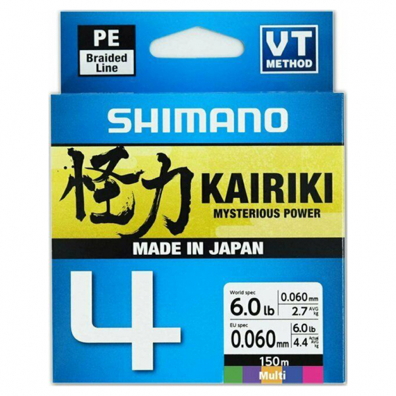 Shimano Kairiki 4, Multi Color - 150m i gruppen Fiskelinor / Flätlinor & Superlinor hos Fishline (LDM54TE0810015MMULTIr)