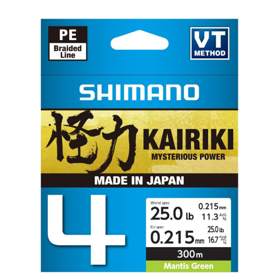 Shimano Kairiki 4 300m Mantis Green i gruppen Fiskelinor / Flätlinor & Superlinor hos Fishline (LDM64TE5031530Gr)