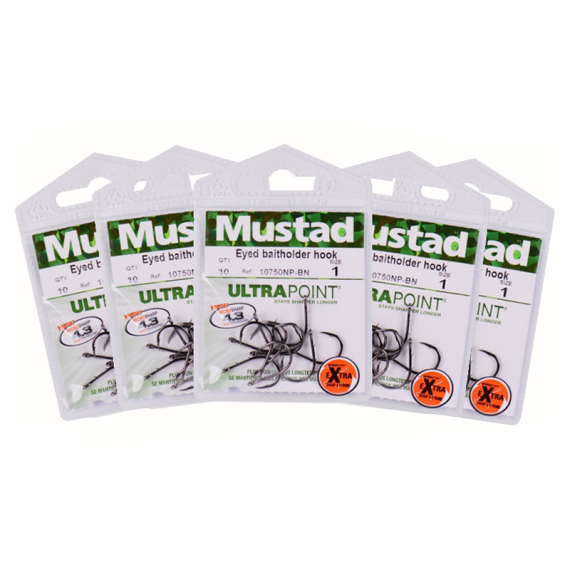 Mustad Eyed Baitholder Hook Pack x5 i gruppen Krok & Småplock / Krok / Specimenkrok hos Fishline (MUSTADEYEDBAITHOLDERPACK)