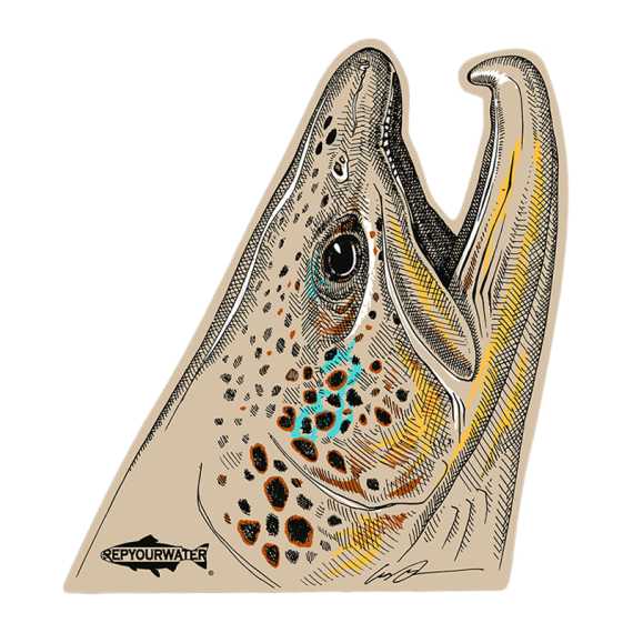 RepYourWater Sticker - Rising Brown i gruppen Övrigt / Klistermärken & Dekaler hos Fishline (NFD9720)