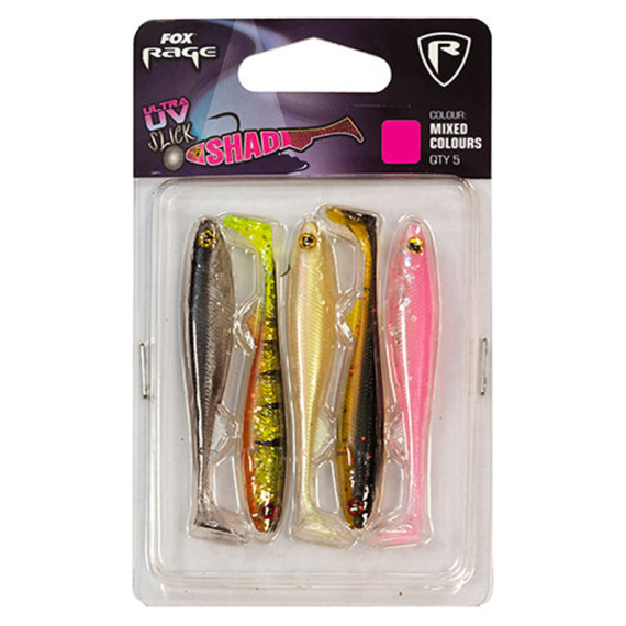 Fox Rage Slick Shad UV mixed colour pack 5-pack i gruppen Fiskedrag / Betespaket hos Fishline (NMC008r)