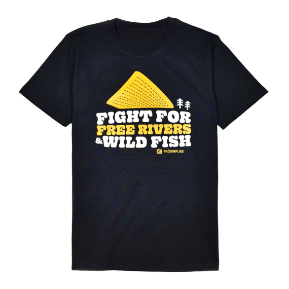 Frödin \'Free Rivers & Wild Fish\' Heavyweight T-Shirt - Black i gruppen Kläder & Skor / Kläder / T-shirts hos Fishline (OT-FRHLr)
