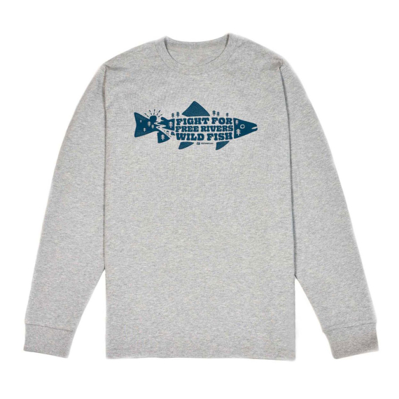 Frödin \'Free Rivers & Wild Fish\' Long-Sleeve T-Shirt - Heather Grey i gruppen Kläder & Skor / Kläder / Tröjor / Långärmade T-shirts hos Fishline (OT-FRLSGLr)