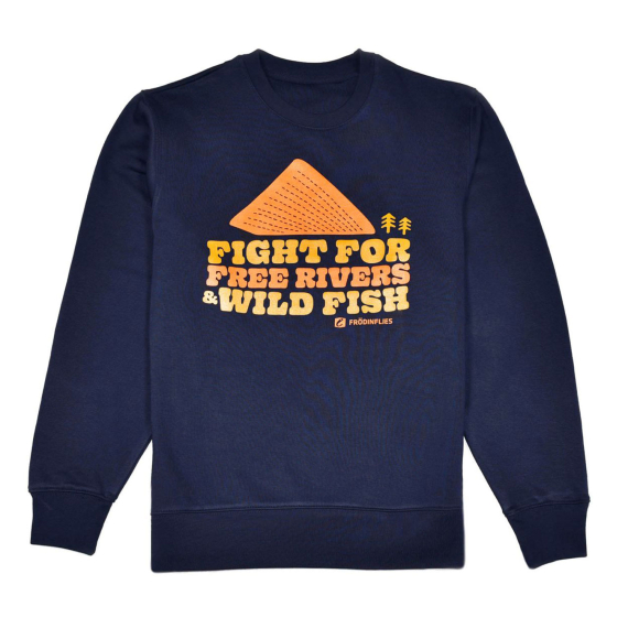 Frödin \'Free Rivers & Wild Fish\' Sweatshirt - Navyv Blue i gruppen Kläder & Skor / Kläder / Tröjor / Sweatshirts hos Fishline (OT-FRSLr)