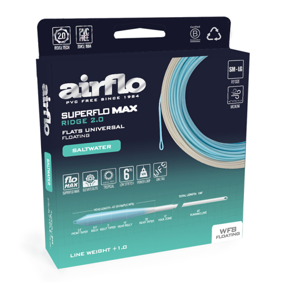 Airflo Superflo Max Ridge 2.0 Flats Universal Floating Fly Line i gruppen Fiskelinor / Flugfiskelinor / Enhandslinor hos Fishline (SMR-FU-WF6F-SK-CLr)