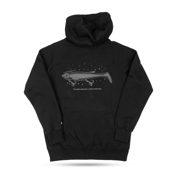 SQRTN x Söder Sportfiske Scout Shad Hoodie, Black i gruppen Kläder & Skor / Kläder / Tröjor / Hoodies hos Fishline (SQSS-003-Sr)