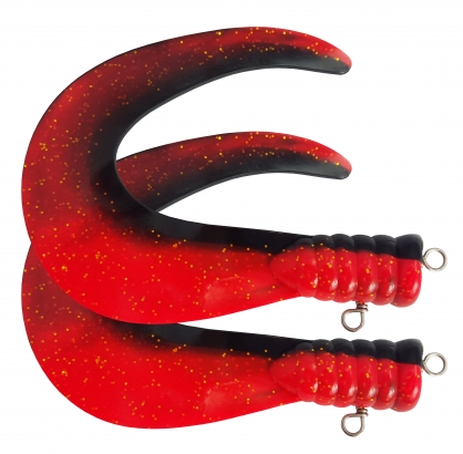 SvartZonker Big Tail (2-pack) - C15 Black/Fl.Red i gruppen Fiskedrag / Jiggar & Gummibeten / Extra Tails & Curlys hos Fishline (SZ101115)