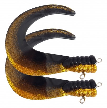 SvartZonker Big Tail (2-pack) - C18 Black/Gold i gruppen Fiskedrag / Jiggar & Gummibeten / Extra Tails & Curlys hos Fishline (SZ101118)