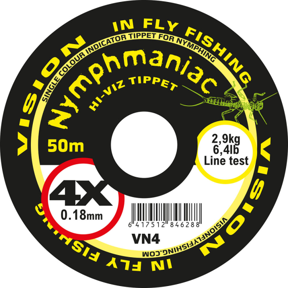 Vision Nymphmaniac Hi-Viz Yellow Tippet 50m i gruppen Fiskemetoder / Flugfiske hos Fishline (VN3r)