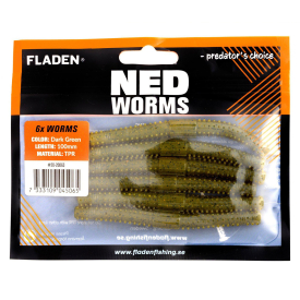 Fladen NED worm 6p 10cm Dark Green