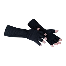 Norolan Merino Wool Fingerless Gloves - Black One-Size