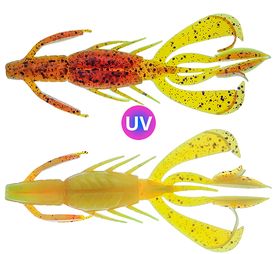 PerchFight Crayfish 4.4'' 5-Pack , Motoroil Glitter Orange