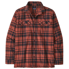 Patagonia M's L/S Organic Cotton MW Fjord Flannel Shirt Ice Caps: Burl Red