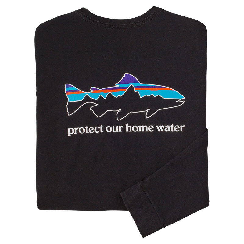Patagonia M\'s L/S Home Water Trout Responsibili-Tee BLK