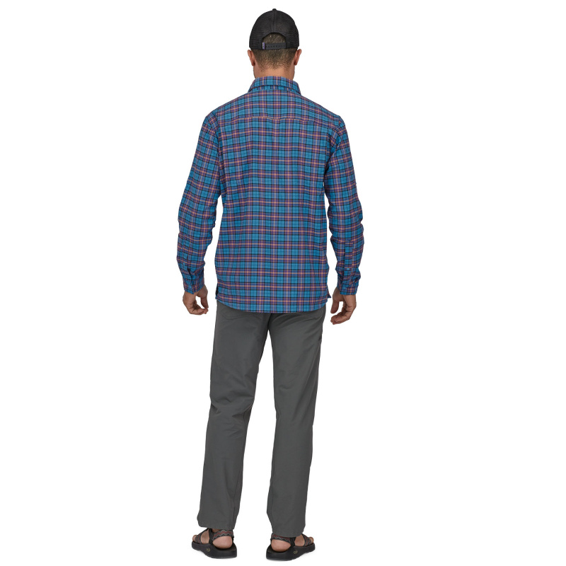 Patagonia M\'s Early Rise Stretch Shirt On the Fly: Anacapa Blue