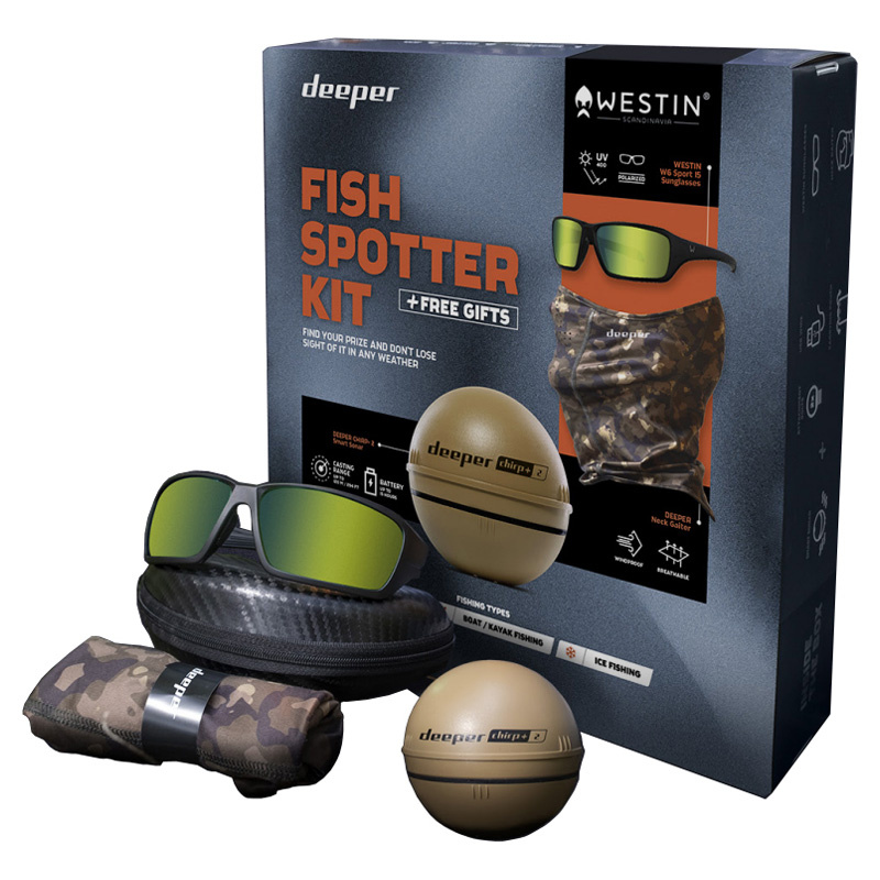 Deeper Smart Sonar CHIRP+ 2.0 inFish Spotter Kit (Westin W6 Sport + Deeper Neck Gaiter)