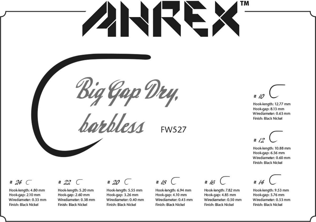 Ahrex FW527 Big Gap Dry Barbless Krok 24-pack